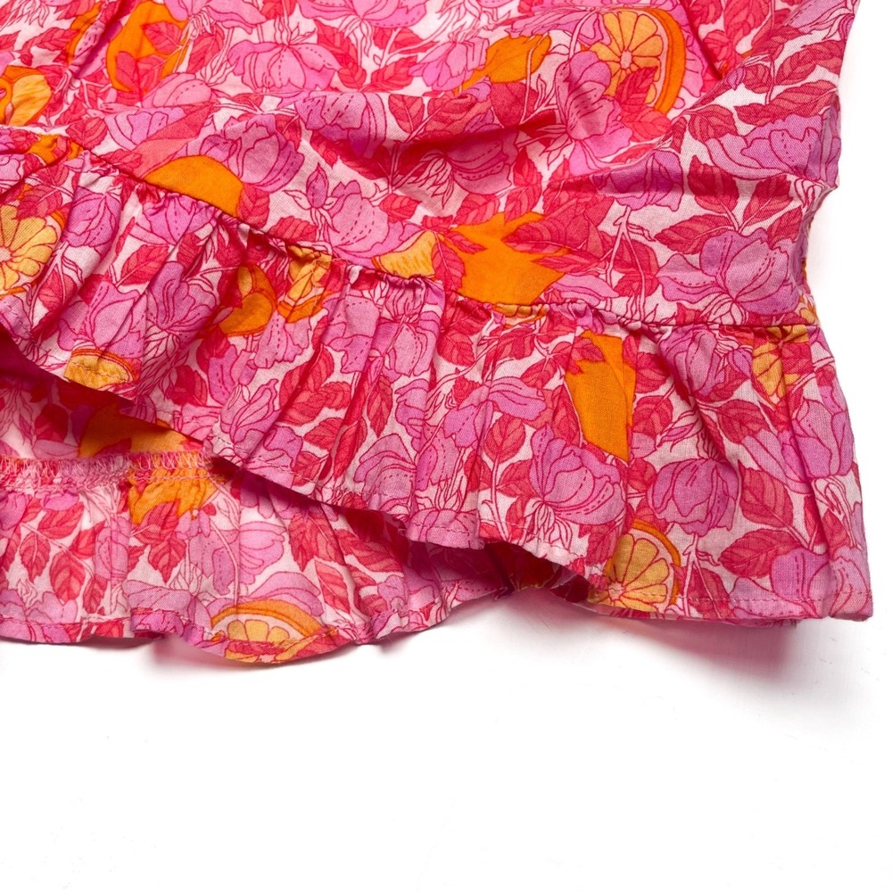 J. Crew Organic Cotton Voile Ruffle Beach Short‎ Pink Limone XXS All-Over Print - Picture 5 of 13